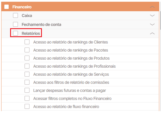 financeiro menu